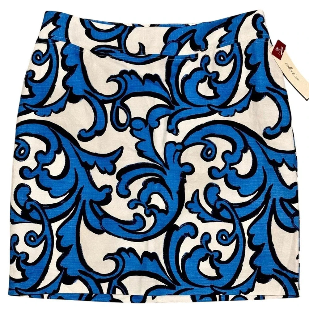 NWT Linen Acanthus Leaves/Scroll Straight Pencil Skirt  Size 4 Merona Resortwear